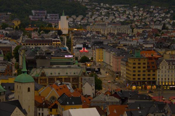 Twilight over the center of town