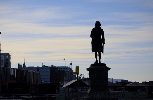Statue in silhouette