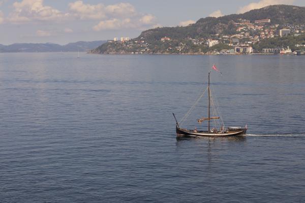 Old traditional boat heading out