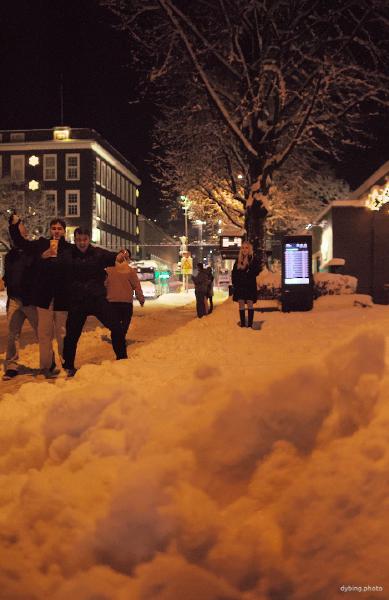 A cold Friday night at bus stop
