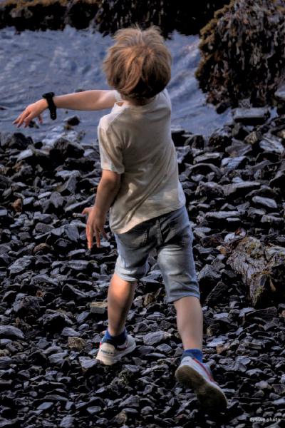 Kid throwing stones