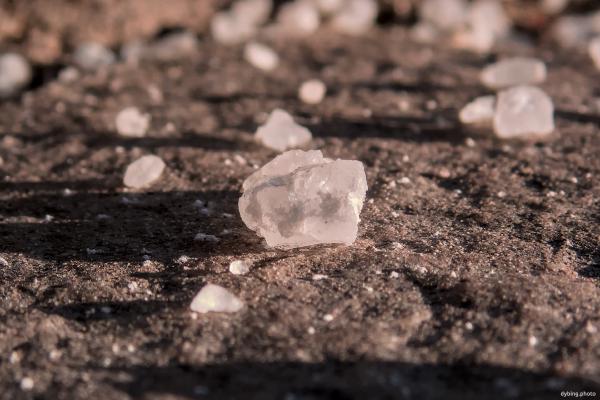 Road salt close up