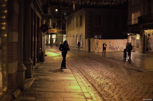 Night-time scene in backstreets - December