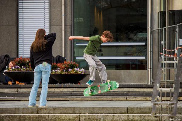 Skater kid and girl - April